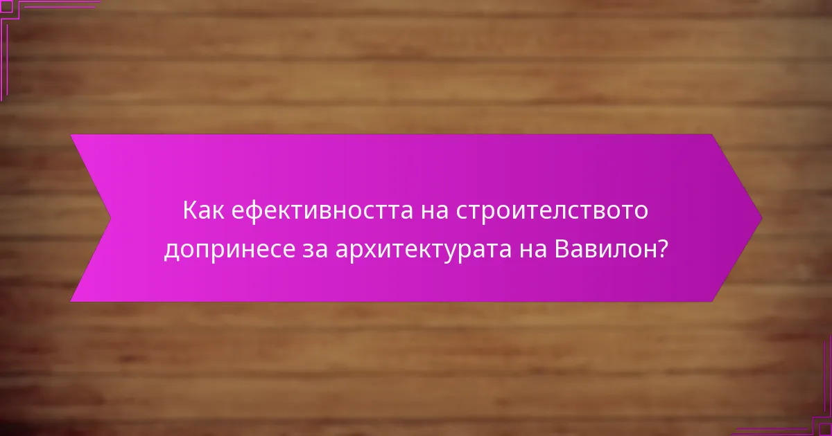 Как ефективността на строителството допринесе за архитектурата на Вавилон?