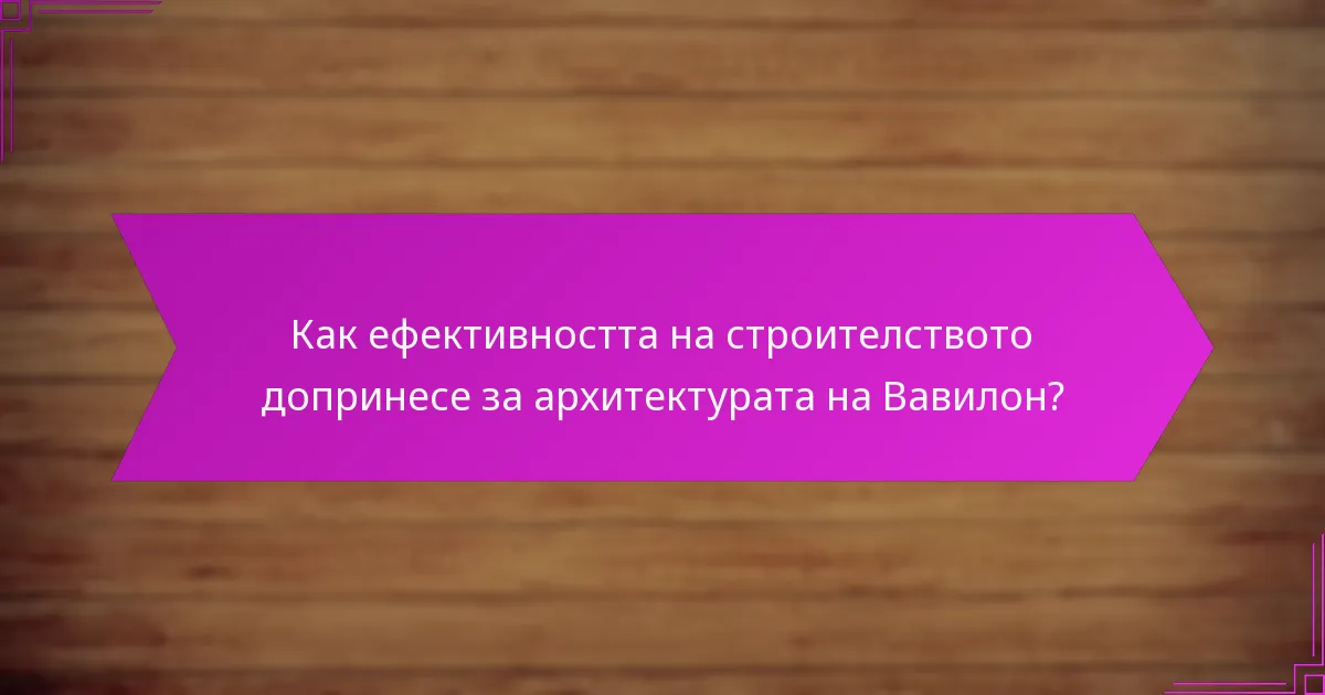 Как ефективността на строителството допринесе за архитектурата на Вавилон?