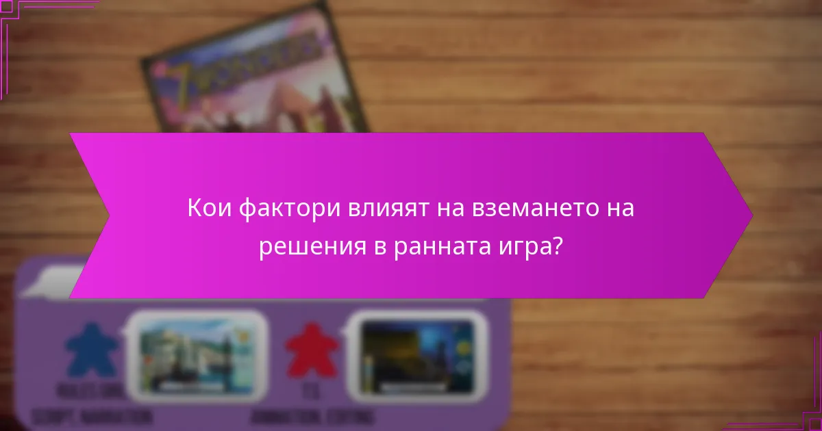 Кои фактори влияят на вземането на решения в ранната игра?