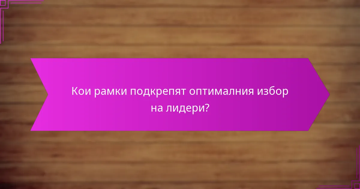Кои рамки подкрепят оптималния избор на лидери?
